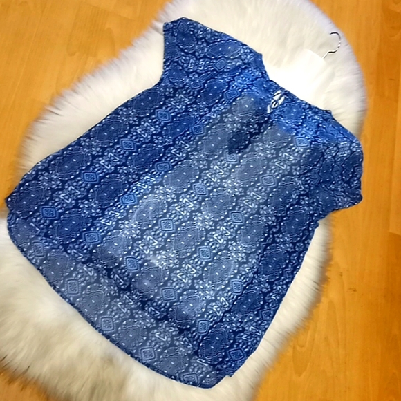 Liz Claiborne Cap Sleeve  Printed Sheer Blouse -#0121 - Picture 10 of 12